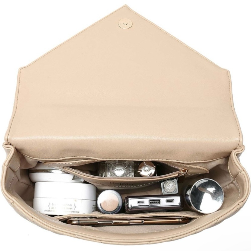 NWT beige Daisy Rose chevron flap top-handle/crossbody bag - Picture 4 of 11